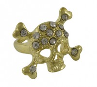 ANEL DOURADO DE CAVEIRA COM APLICAÇÃO DE STRASS